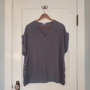 Pure Venice by Eternelle Linen Top – Size L – Dark Grey